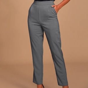 Kick It Grey High-Waisted Trouser Pants, Lulus